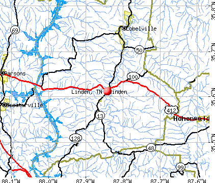 Linden, TN map