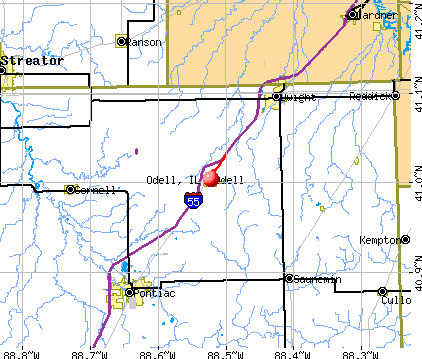 Odell, IL map