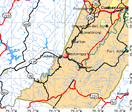 Piedmont, WV map