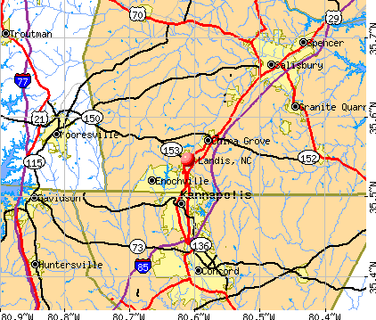 Landis, NC map