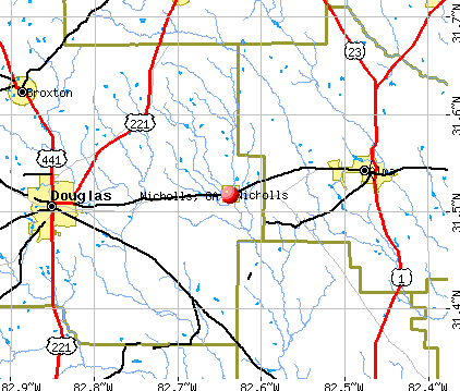 Nicholls, GA map