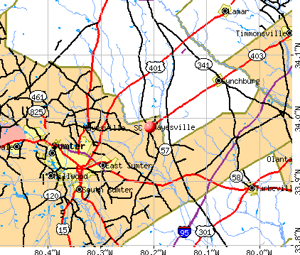 Mayesville, SC map