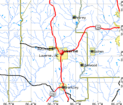 Luverne, AL map