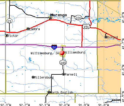 Williamsburg, IA map