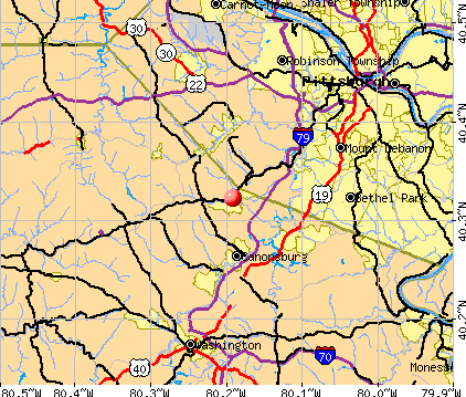 Cecil-Bishop, PA map