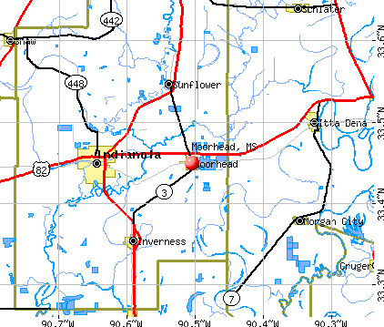 Moorhead, MS map