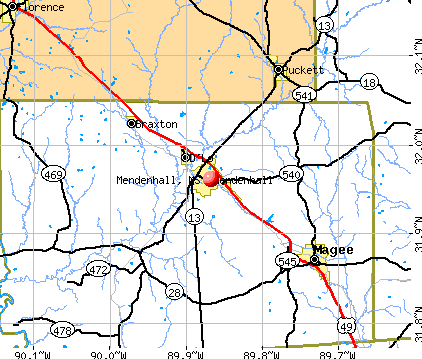 Mendenhall, MS map