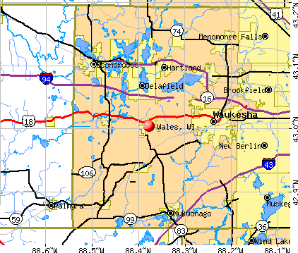 Wales, WI map