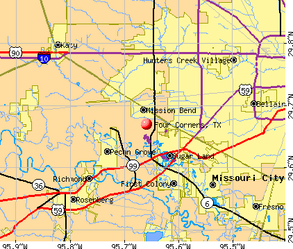 Four Corners, TX map