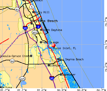 Ponce Inlet, FL map