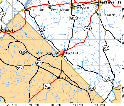 Tabor City, NC map