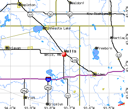 Wells, MN map