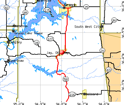 Jay, OK map