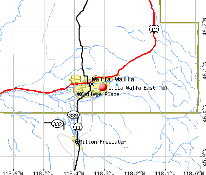 Walla Walla East, WA map