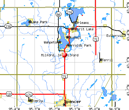 Milford, IA map