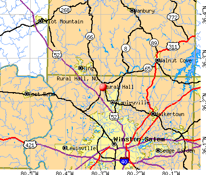 Rural Hall, NC map