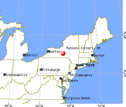 Munsons Corners, New York map