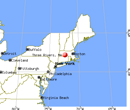 Three Rivers, Massachusetts map
