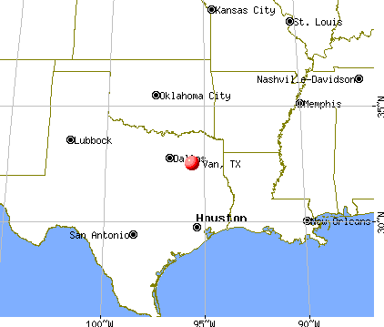 Van, Texas map