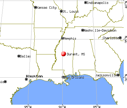 Durant, Mississippi map