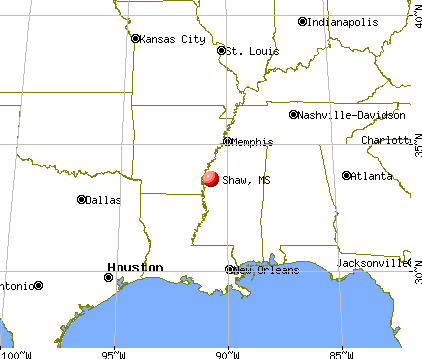Shaw, Mississippi map