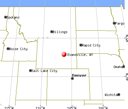 Evansville, Wyoming map