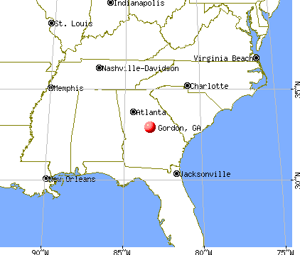 Gordon, Georgia map