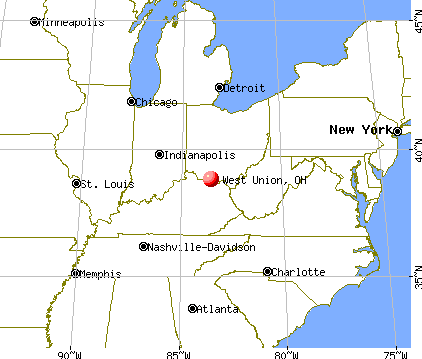 West Union, Ohio map