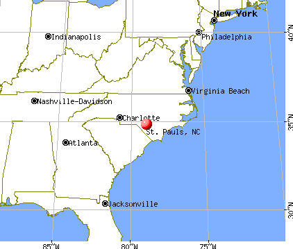 St. Pauls, North Carolina map
