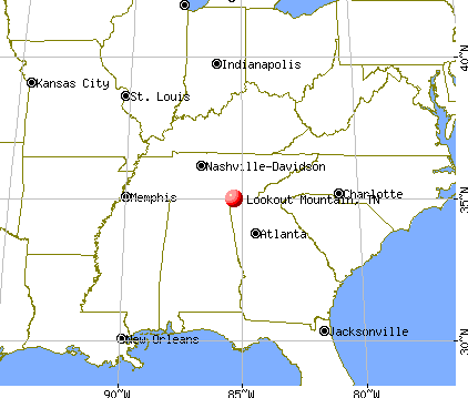 Lookout Mountain, Tennessee map
