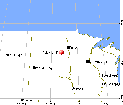 Oakes, North Dakota map