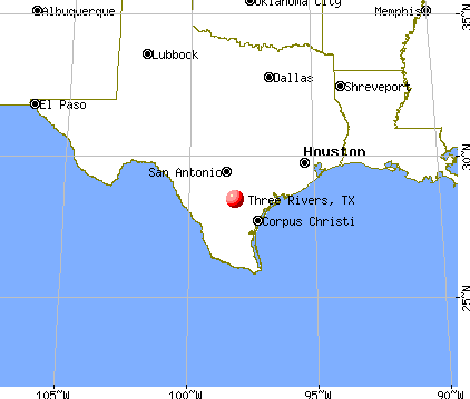 maps of texas rivers. Three Rivers, Texas map