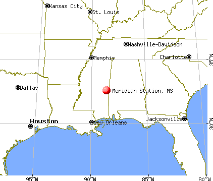 Meridian Station, Mississippi map