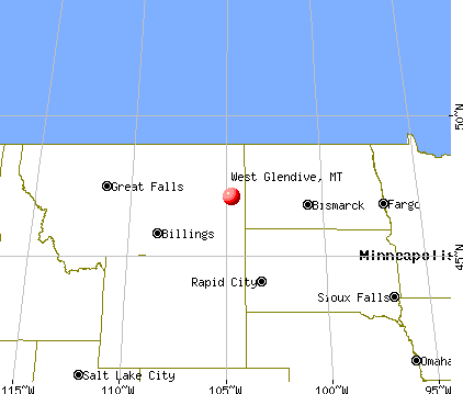 West Glendive, Montana map