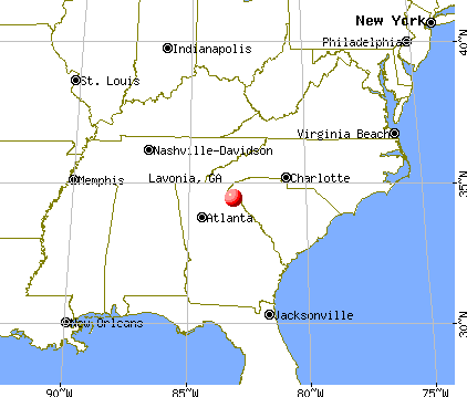 Lavonia, Georgia map