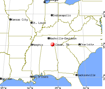 Cowan, Tennessee map