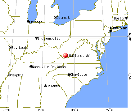 Mullens, West Virginia map