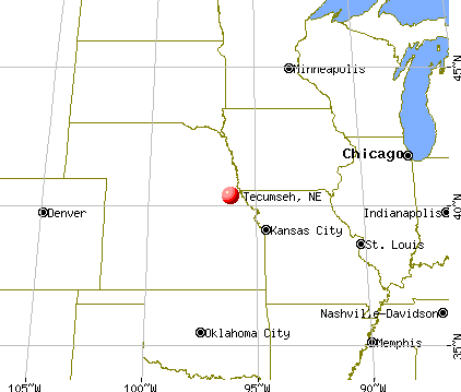 Tecumseh, Nebraska map