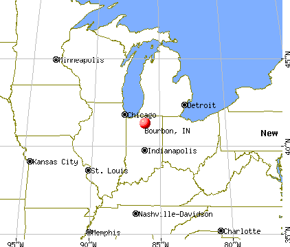 Bourbon, Indiana map