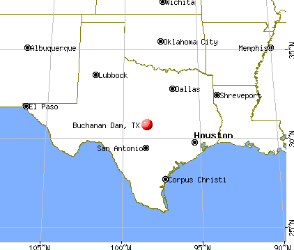 Buchanan Dam, Texas map