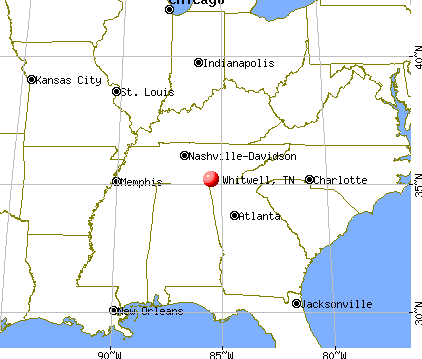 Whitwell, Tennessee map