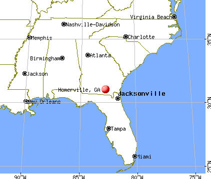 Homerville, Georgia map