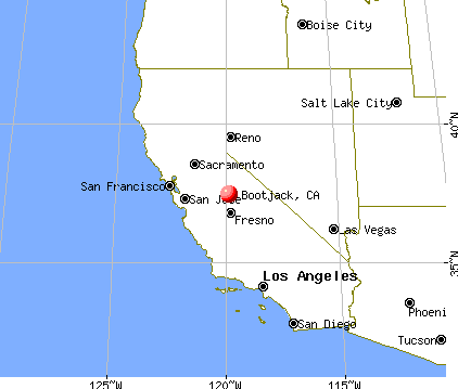 Bootjack, California map