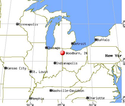 Woodburn, Indiana map