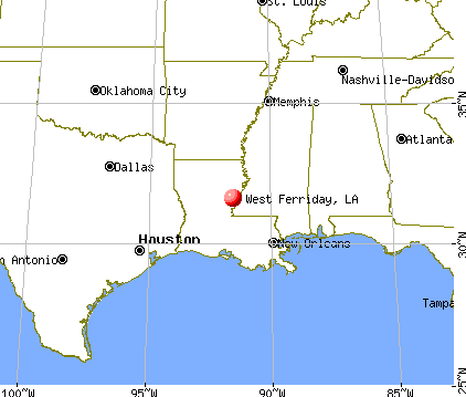 West Ferriday, Louisiana map