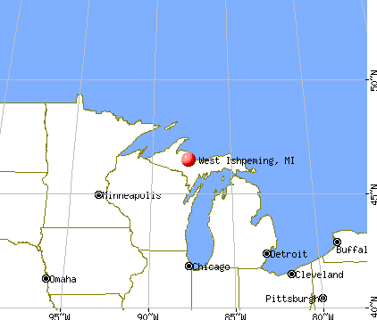 West Ishpeming, Michigan map