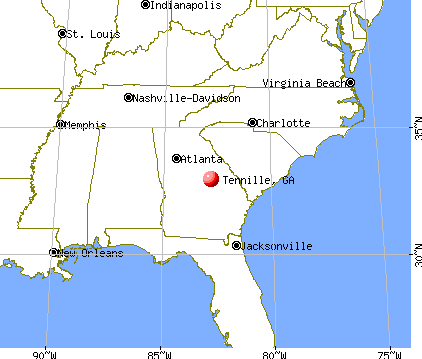 Tennille, Georgia map