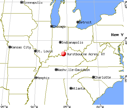 Hurstbourne Acres, Kentucky map