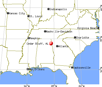 Cedar Bluff, Alabama map
