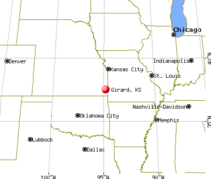Girard, Kansas map